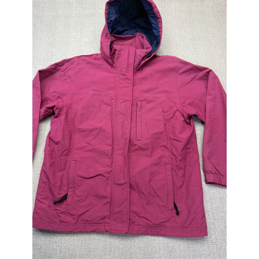 Vintage L.L. Bean Women's Petite Medium Hooded Parka Jacket Magenta Purple Lined